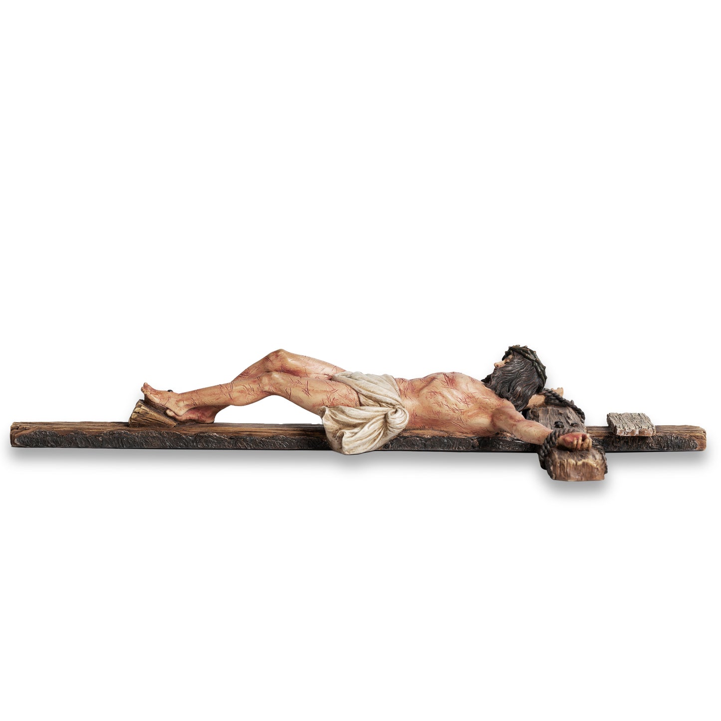 DevotedWalls Large Catholic Crucifix Wall Cross with Sculpted Wounds on Jesus's Body (Hand Painted in Full Color Version)