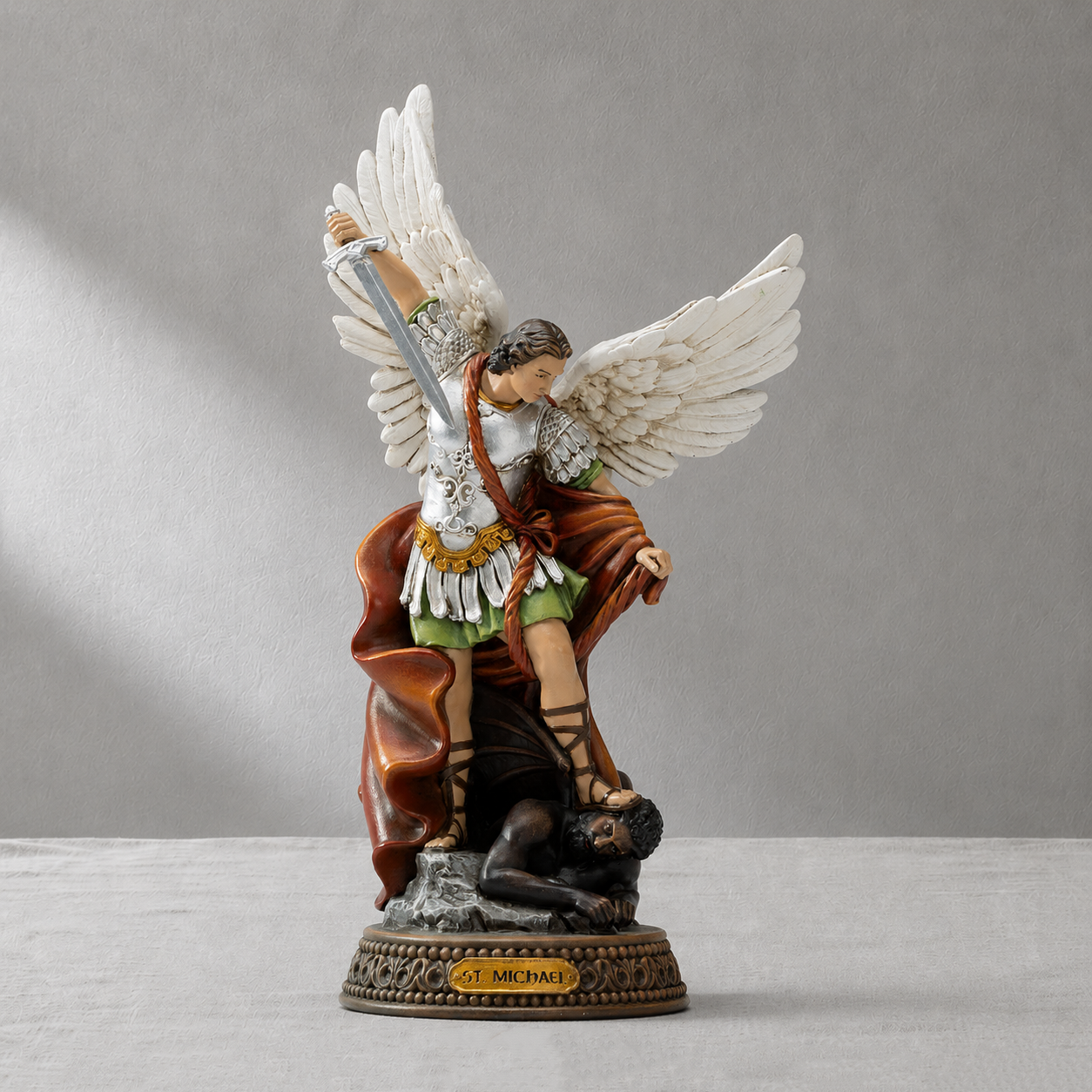 St Michael The Archangel Painted in Full Color 12" H