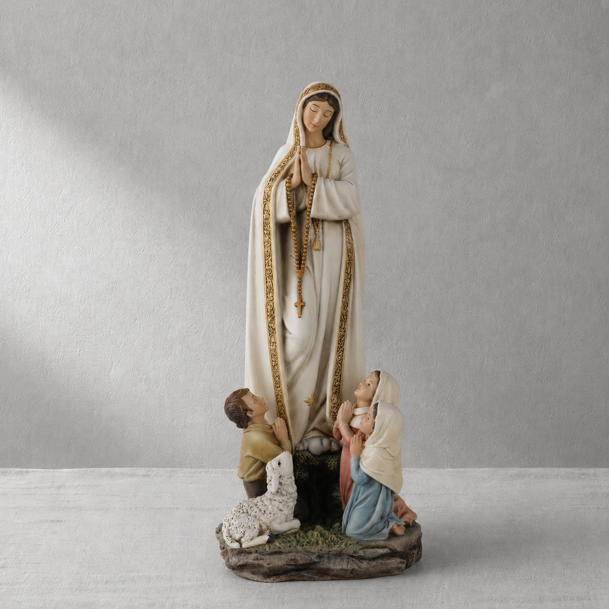 Our Lady of Fatima Statue - 12 Inch Our Lady of Fatima with Children Figure