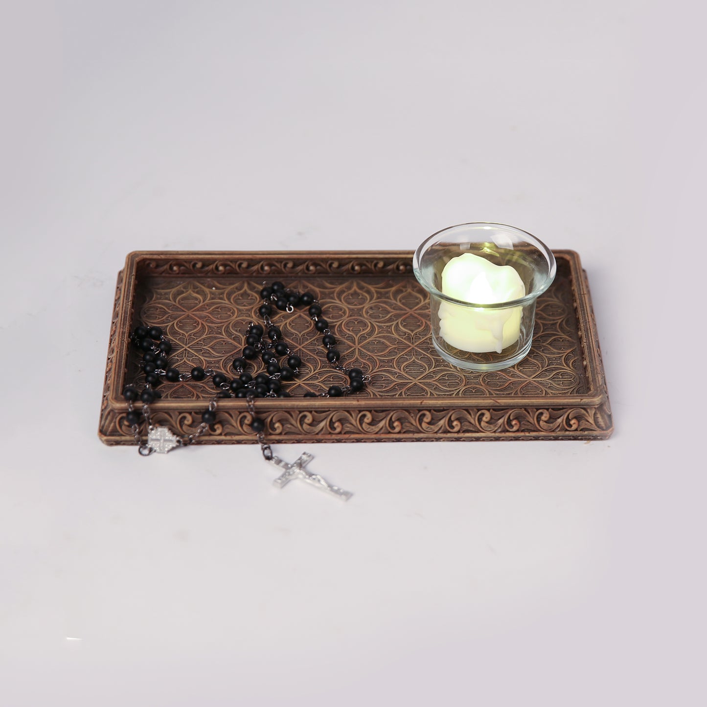 BC Decorative Rectangle Tray 8.6  x 4.7 inch, Vintage Hand Painted