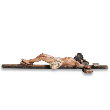 DevotedWalls Large Catholic Crucifix Wall Cross with Sculpted Wounds on Jesus's Body (Hand Painted in Full Color Version)