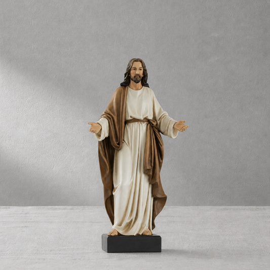 12inch Jesus Statue Hand Painted Jesus Christ with Open Arms
