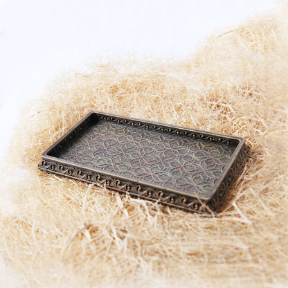 BC Decorative Rectangle Tray 8.6  x 4.7 inch, Vintage Hand Painted